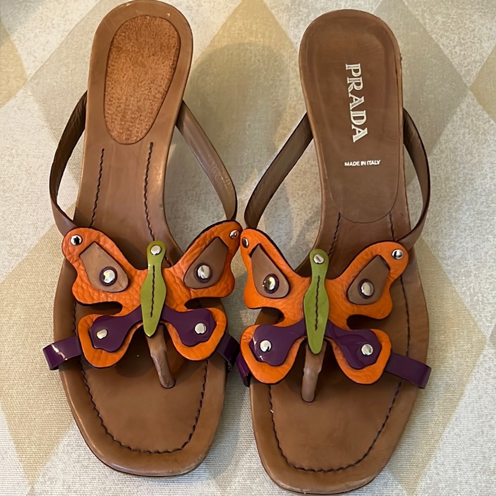 Prada Super Cute Leather Butterfly Shoes, made in Italy